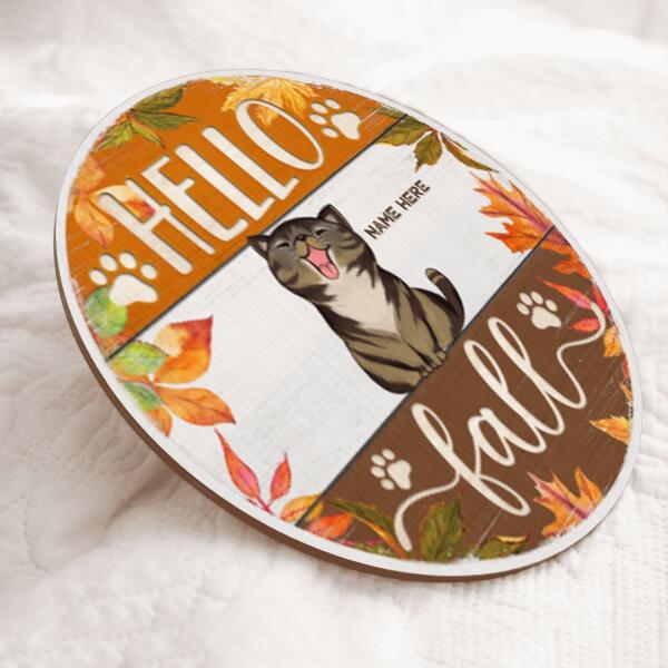 Hello Fall - Maple Leaves Decoration - Personalized Cat Door Sign
