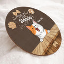 This Is Our Happy Place - Brown Flowers - Personalized Cat Door Sign