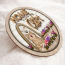 Home Is Where My Cats Are - White Door and Flowers - Personalized Door Sign