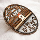 No Need To Knock, We Know You Are Here, Brick Wall, Personalized Dog Breeds Door Sign