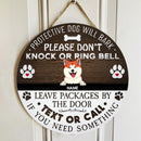 Leave Packages By The Door Text Or Call If You Need Something, Rustic Wooden Wreath, Personalized Dog Breeds Door Sign