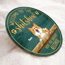 Welcome To The Shitshow Hope You Brought Alcohol, Cat & Beverage Rustic Door Hanger, Personalized Cat Breeds Door Sign
