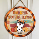 Thankful Grateful Blessed - Personalized Cat Door Sign