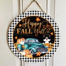 Happy Fall Y'all - Truck with Pumpkins - Personalized Cat Door Sign