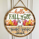 Hello Fall Y'all - Retro Style - Personalized Cat Door Sign