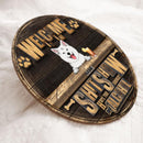 Welcome To Our Shitshow Hope You Brought Alcohol, Rustic Wooden Wreath, Personalized Dog Breeds Door Sign