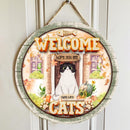 Welcome Hope You Like Cats - Pumpkin Front Door - Personalized Cat Door Sign