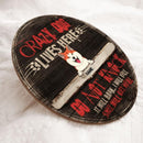 Crazy Dogs Live Here Do Not Knock They Will Bark, Warning Wooden Door Hanger, Personalized Dog Breeds Door Sign