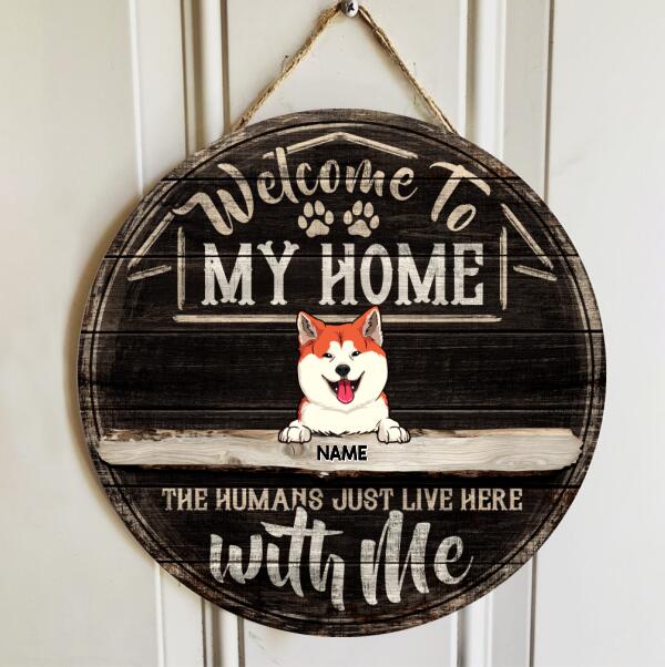 Welcome To Our House, Welcome Wooden Door Hanger, Personalized Dog Breeds Door Sign, Gifts For Dog Lovers