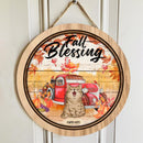 Fall Blessing - Cats Around Truck - Personalized Cat Door Sign