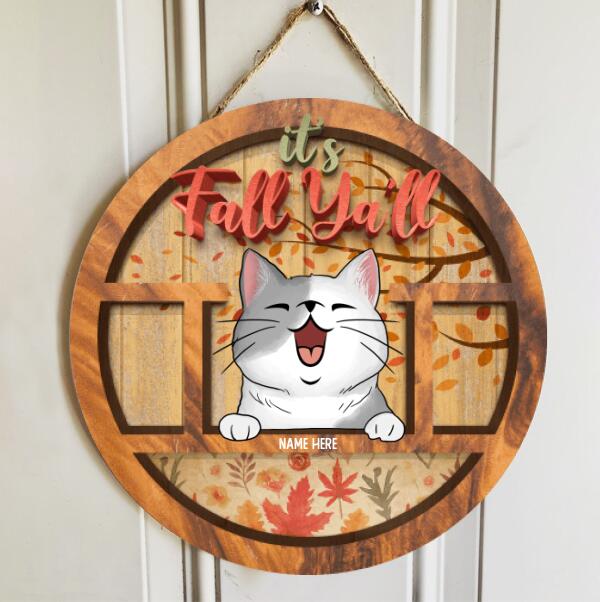 It's Fall Ya'll - Cats On Shelf - Personalized Cat Door Sign