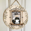 Hope You Like Cats - Fluffy Cats with Brown Window - Personalized Cat Door Sign