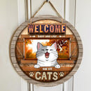 Welcome Hope You Like Cats - Wood Door - Personalized Cat Door Sign
