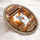 Welcome Hope You Like Cats - Wood Door - Personalized Cat Door Sign
