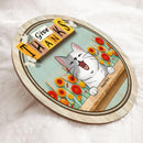 Give Thanks - White Butterflies and Flowers - Personalized Cat Door Sign