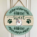 Home Sweet Home - Pastel Green Door - Personalized Cat Door Sign