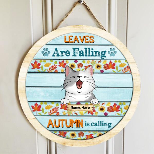 Leaves Are Falling - Autumn Is Calling - Personalized Cat Door Sign