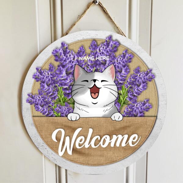 Welcome You - Lavender Flowers - Personalized Cat Door Sign