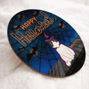 Happy Halloween - Spiderweb And Bat - Personalized Cat Halloween Door Sign