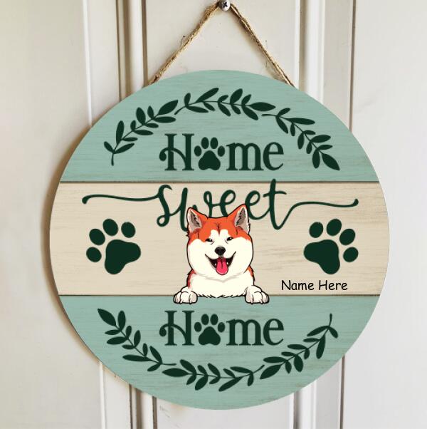 Home Sweet Home - Pastel Green - Personalized Dog Door Sign