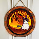Trick Or Treat - Cats Wear Halloween Costume Front Castle - Personalized Cat Door Sign
