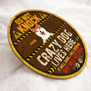 Do Not Knock Crazy Dogs Live Here, Yellow Warning Sign, Personalized Dog Breeds Door Sign, Gifts For Dog Lovers