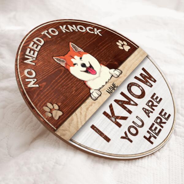 No Need To Knock I Know You Are Here, Rustic Door Hanger, Personalized Dog Breeds Door Sign, Entryway Decor