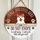 Crazy Dogs Live Here Do Not Knock, Wooden Door Hanger, Personalized Dog Breeds Door Sign, Entryway Decor