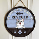 My Favorite Breed Is Rescued - Blue Color - Personalized Cat Door Sign