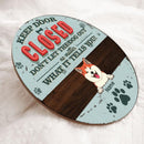 Keep Door Closed, Don't Let The Dogs Out, Blue Pastel Retro Style, Personalized Dog Lovers Door Sign