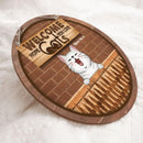 Welcome - Hope You Like Cats - Wood Fence And Brown Brick Wall - Personalized Cat Door Sign