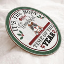 It's The Most Wonderful Time Of The Year - Green Around - Personalized Cat Christmas Door Sign