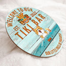 Welcome To Our Tiki Bar Our Little Piece Of Paradise, Hawaii Style Door Hanger, Personalized Cat Breeds Door Sign