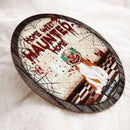 Home Sweet Haunted Home - Cats Standing On Red Checkered Floor - Halloween Costume - Personalized Cat Door Sign