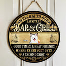 Welcome To Our Bar & Grill, Good Times, Great Friends, Balck & Yellow Background, Personalized Dog Lovers Door Sign