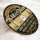 Welcome To Our Bar & Grill, Good Times, Great Friends, Balck & Yellow Background, Personalized Dog Lovers Door Sign