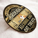 Go Home, Unless You Brought Alcohol And Cat Treats, Balck & Yellow Background, Personalized Cat Lovers Door Sign