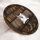 Happy Halloween - Wooden - Personalized Cat Halloween Door Sign