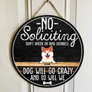 No Soliciting Don't Knock Or Ring Doorbell, Wooden Door Hanger, Personalized Dog Breeds Door Sign, Gifts For Dog Lovers