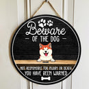 Beware Of The Dogs Not Responsible For Injury Or Death, Warning Wooden Door Hanger, Personalized Dog Breeds Door Sign