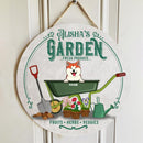My Garden Fresh Produce Fruits Herbs Veggies, Dogs In The Wheelbarrow Door Hanger, Personalized Dog Breeds Door Sign
