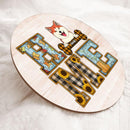 Home With Dog, Plaid Door Hanger, Pumpkin & Leaves, Personalized Dog Breed Door Hanger, Front Door Decor