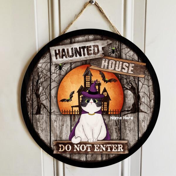 Haunted House - Do Not Enter - Halloween Costume - Personalized Cat Halloween Door Sign