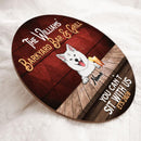 Backyard Bark & Grill, You Can't Sit With Us, Funny Dog Sign, Dog Lovers Gift, Personalized Dog Breed Door Sign
