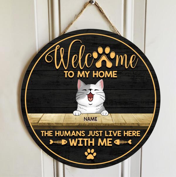 Welcome To Our Home, Wooden Door Hanger, Personalized Cat Breed Door Sign, Cat Lovers Gifts, Front Door Decor