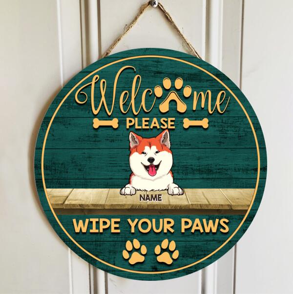 Welcome Please Wipe Your Paws, Wooden Door Hanger, Personalized Dog Breed Door Sign, Dog Lovers Gifts, Front Door Decor