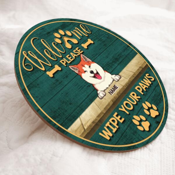 Welcome Please Wipe Your Paws, Wooden Door Hanger, Personalized Dog Breed Door Sign, Dog Lovers Gifts, Front Door Decor