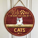 Welcome Hope You Like Cats, Wooden Door Hanger, Personalized Cat Breed Door Sign, Cat Lovers Gifts, Front Door Decor
