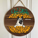 Give Thanks - Wooden - Personalized Dog Autumn Door Sign