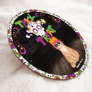 Trick Or Treat - Flowers Skull - Personalized Cat Halloween Door Sign